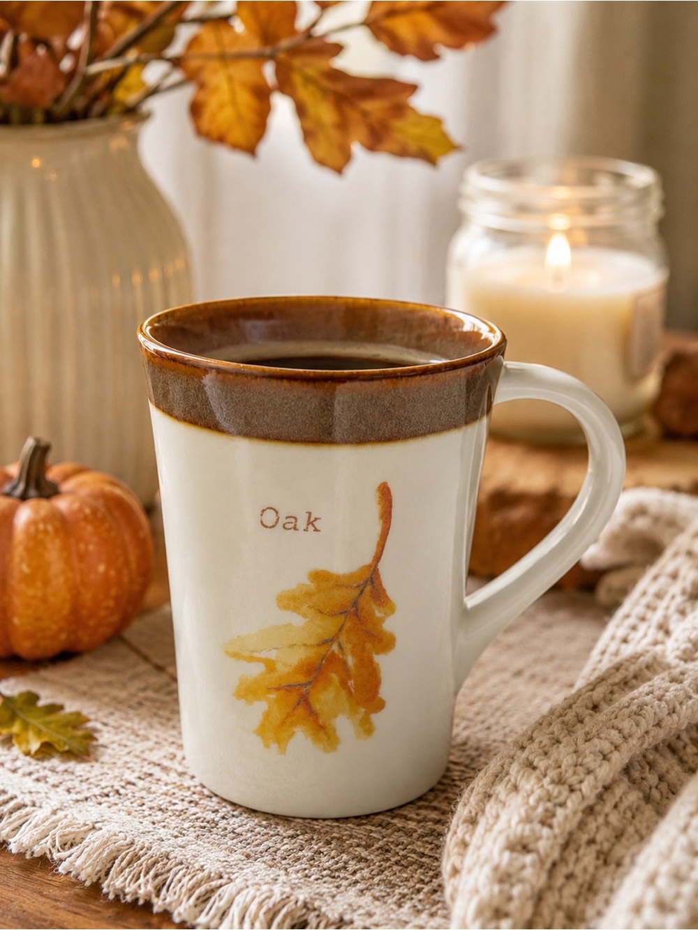Starbucks 2007 Oak Leaf Mug 13 oz Fall Autumn Botanical Coffee Cup Collectible